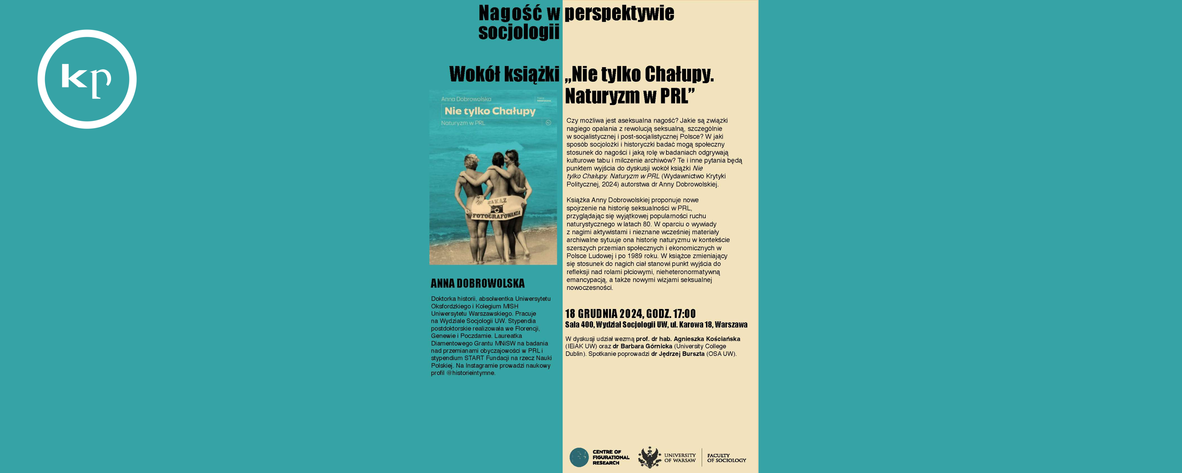 Nie tylko Chałupy. Naturyzm w PRL - spotkanie z Anną Dobrowolską na Wydziale Socjologii UW
